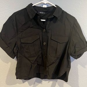 Women Cardi Button Up Short Sleeve Shirt